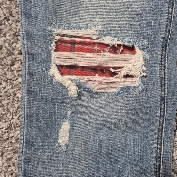 Judy Blue Buffalo Plaid Patch BOOTCUT Jeans Distressed Womens 9/29 Stretch Denim - Picture 3 of 12